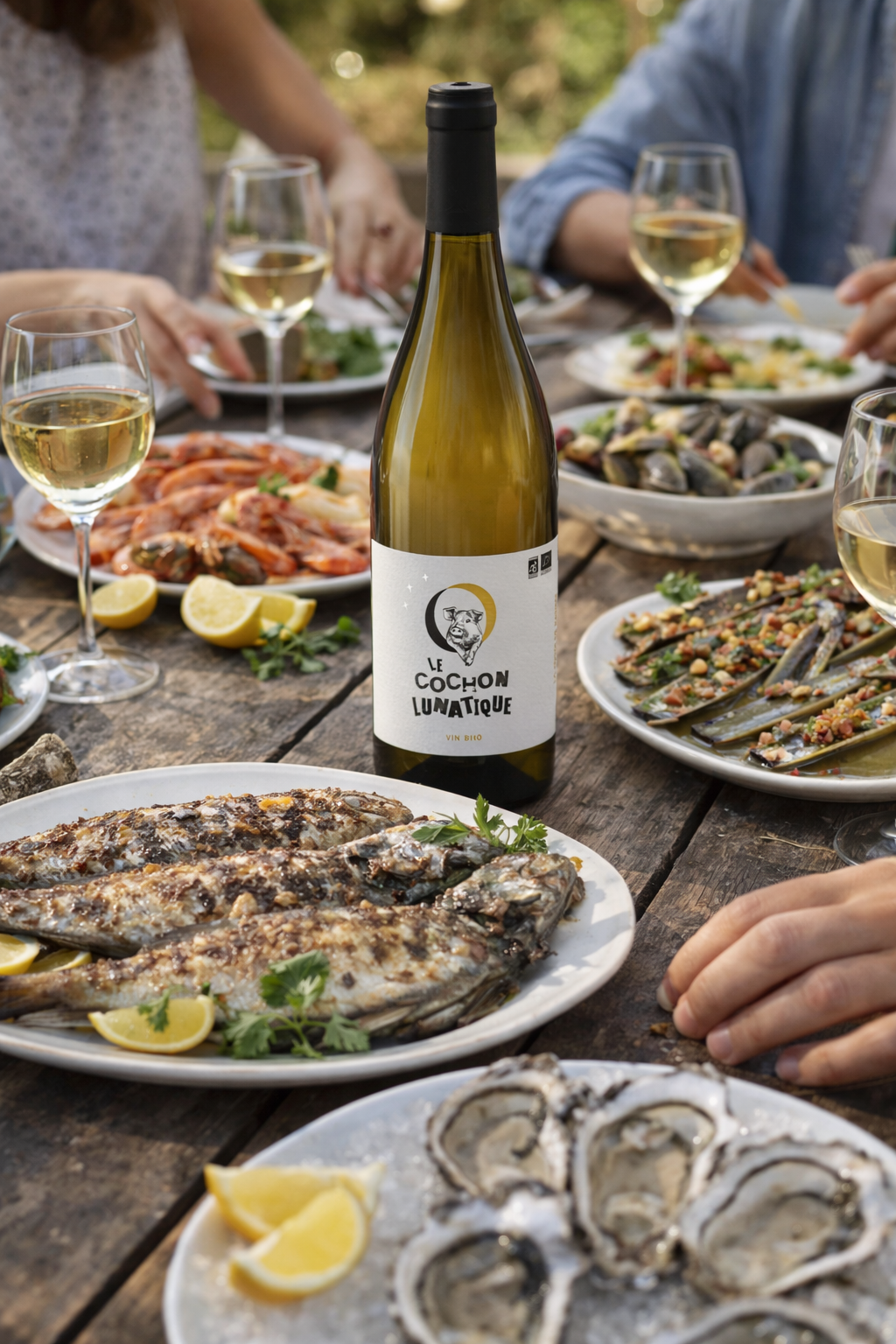 SELECTION FRUITS DE MER + POISSONS :  4 bouteilles de vin blanc + 2 bouteilles de rosé